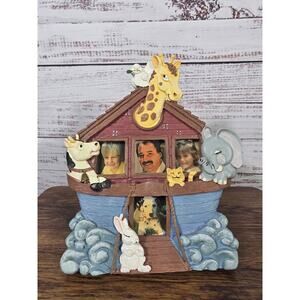 VTG Noah's Ark Photo Frame Multi Picture Holder Giraffe Elephant Horse Nursery